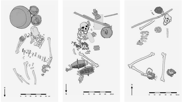 Contents of graves (human remains and fragments of art works) at the site of Durbi Takusheyi