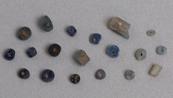 Selection of monochrome, variants of blue, and finished beads